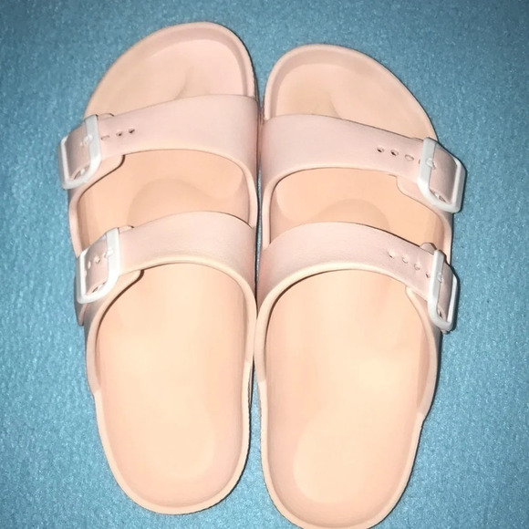 𝅺EVA flat pink comfortable double buckle slide sandals size 40 9 1/2-10 (US) - Picture 3 of 6